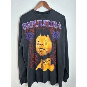 Sepultura Roots Brazilian Band Long Sleeve Reprint T-shirt Oneita Tag